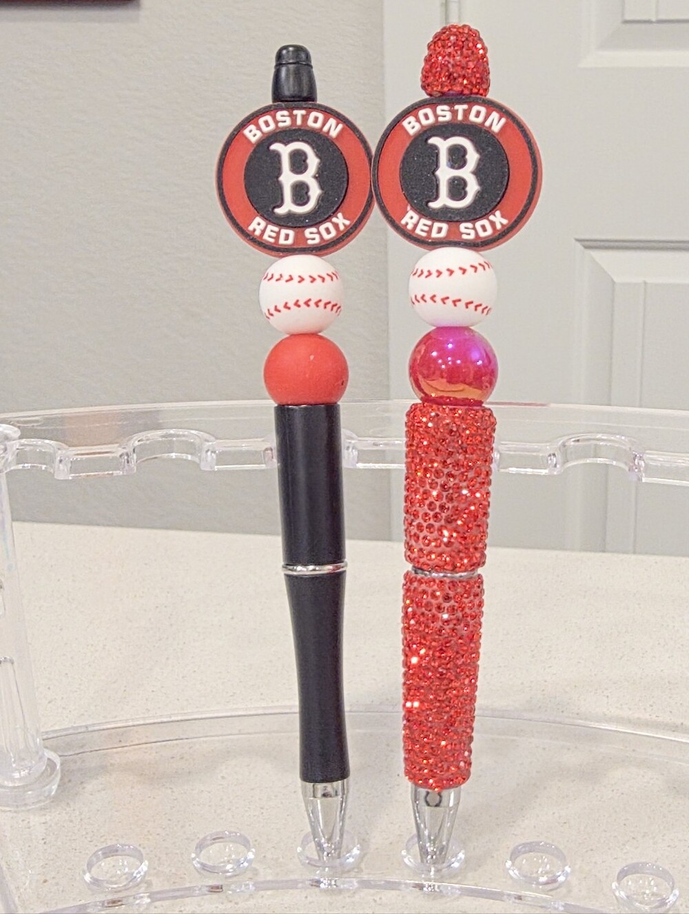 Boston Red Sox Custom Beaded Pen Set- Game Day Gift - Refills Included - Picture 2 of 2